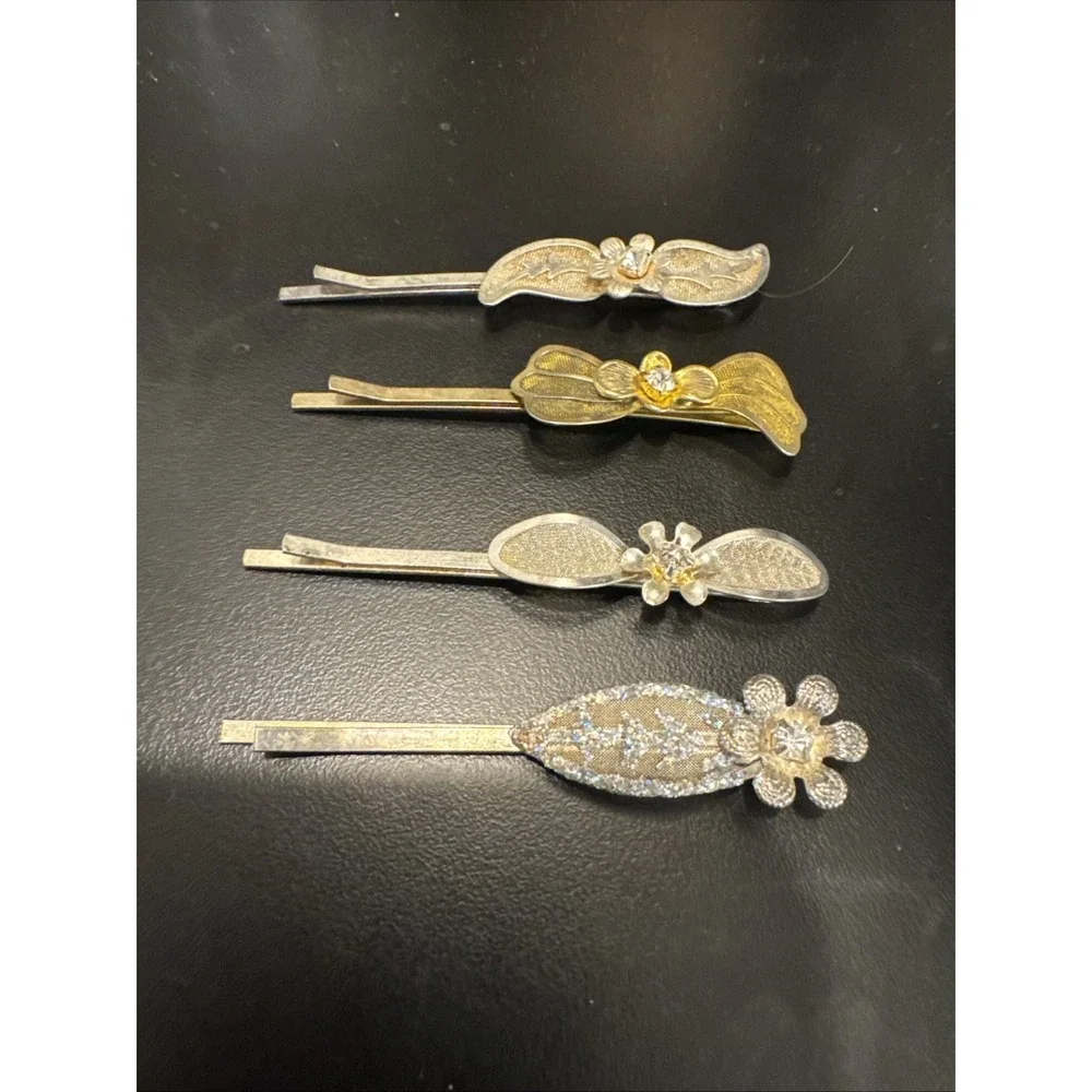 Vintage‎  Hair Accessories Lot Bobby Pins Flowers Bow Leaves  Rhinestone